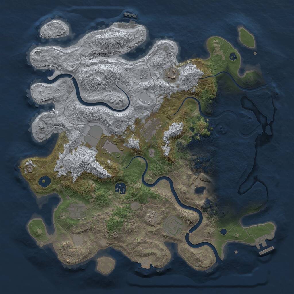 Rust Map: Procedural Map, Size: 3800, Seed: 2236657, 14 Monuments