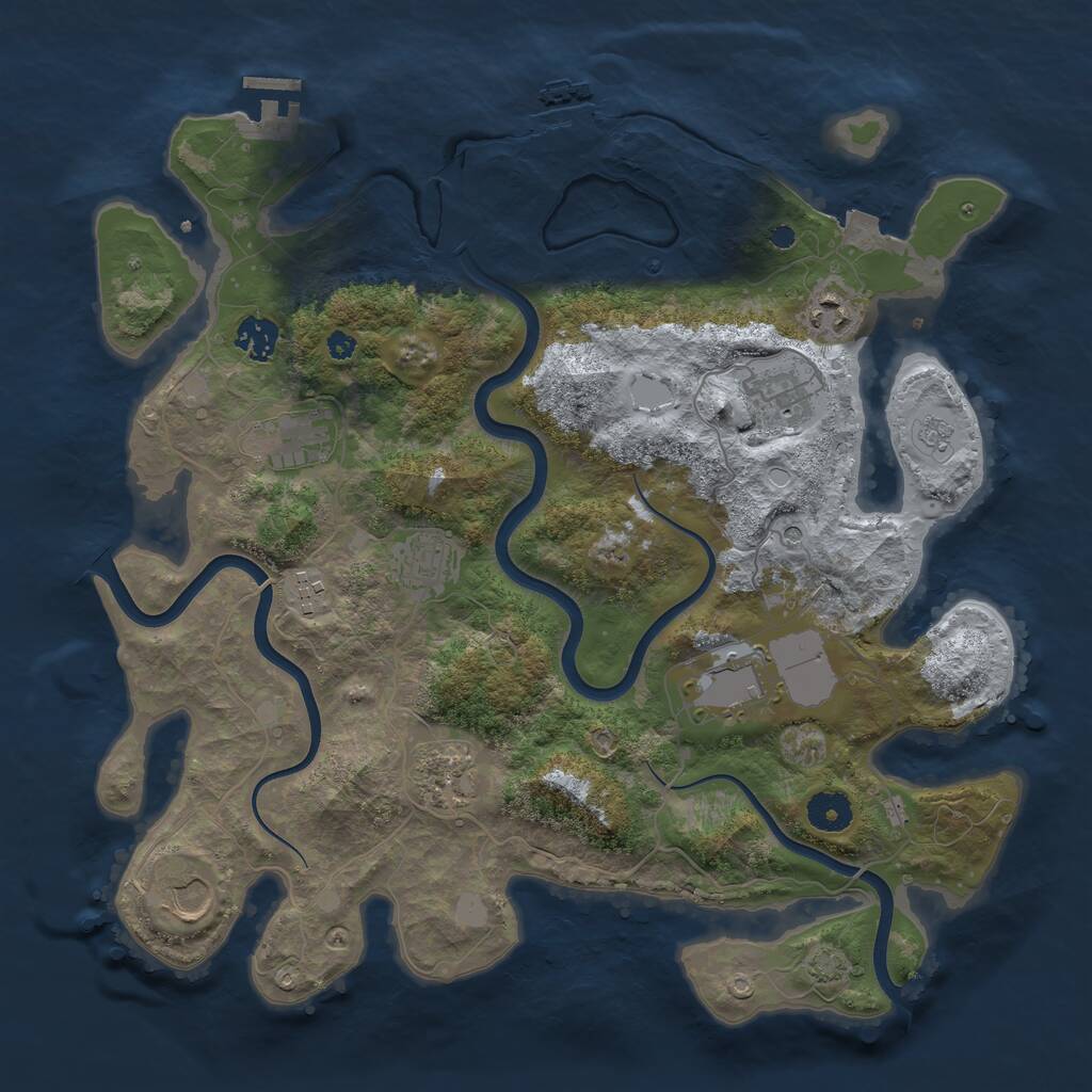 Rust Map: Procedural Map, Size: 3800, Seed: 2798388, 15 Monuments