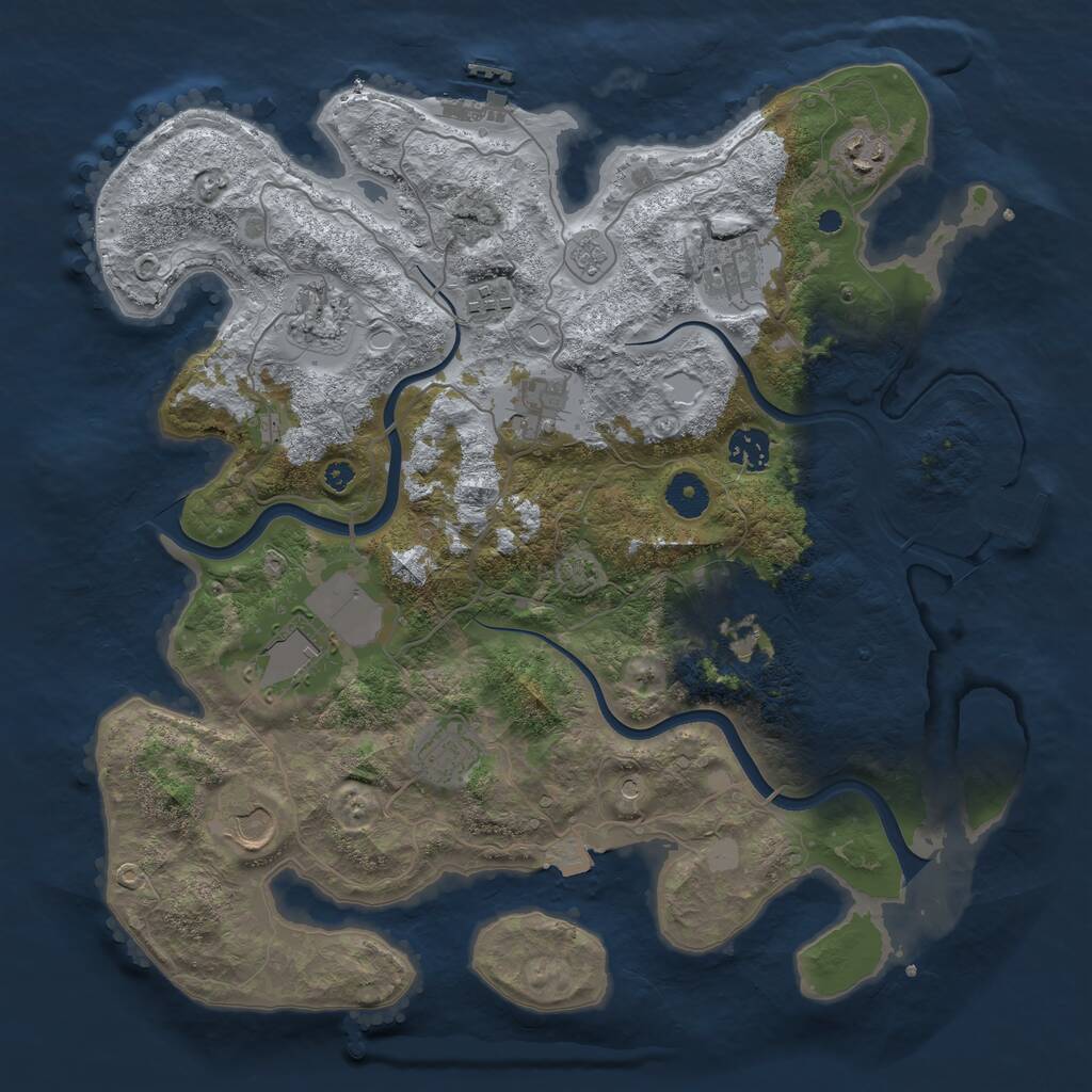 Rust Map: Procedural Map, Size: 3800, Seed: 6084207, 16 Monuments