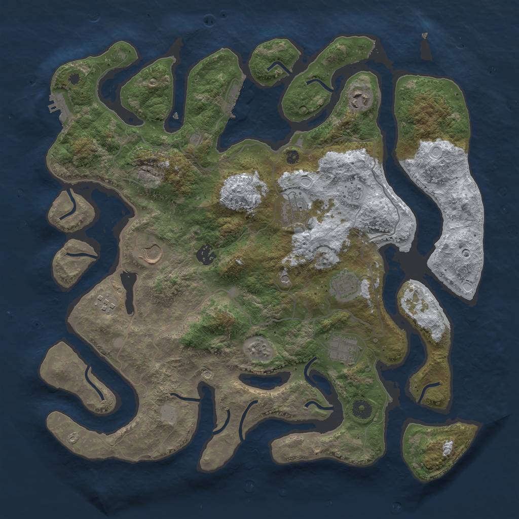 Rust Map: Procedural Map, Size: 4000, Seed: 1502996, 16 Monuments