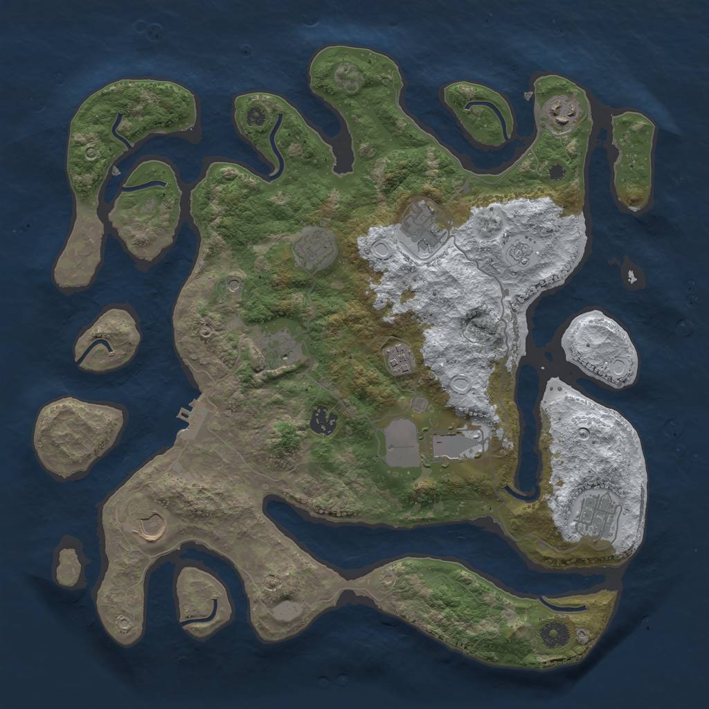 Rust Map: Procedural Map, Size: 3800, Seed: 4577570, 17 Monuments
