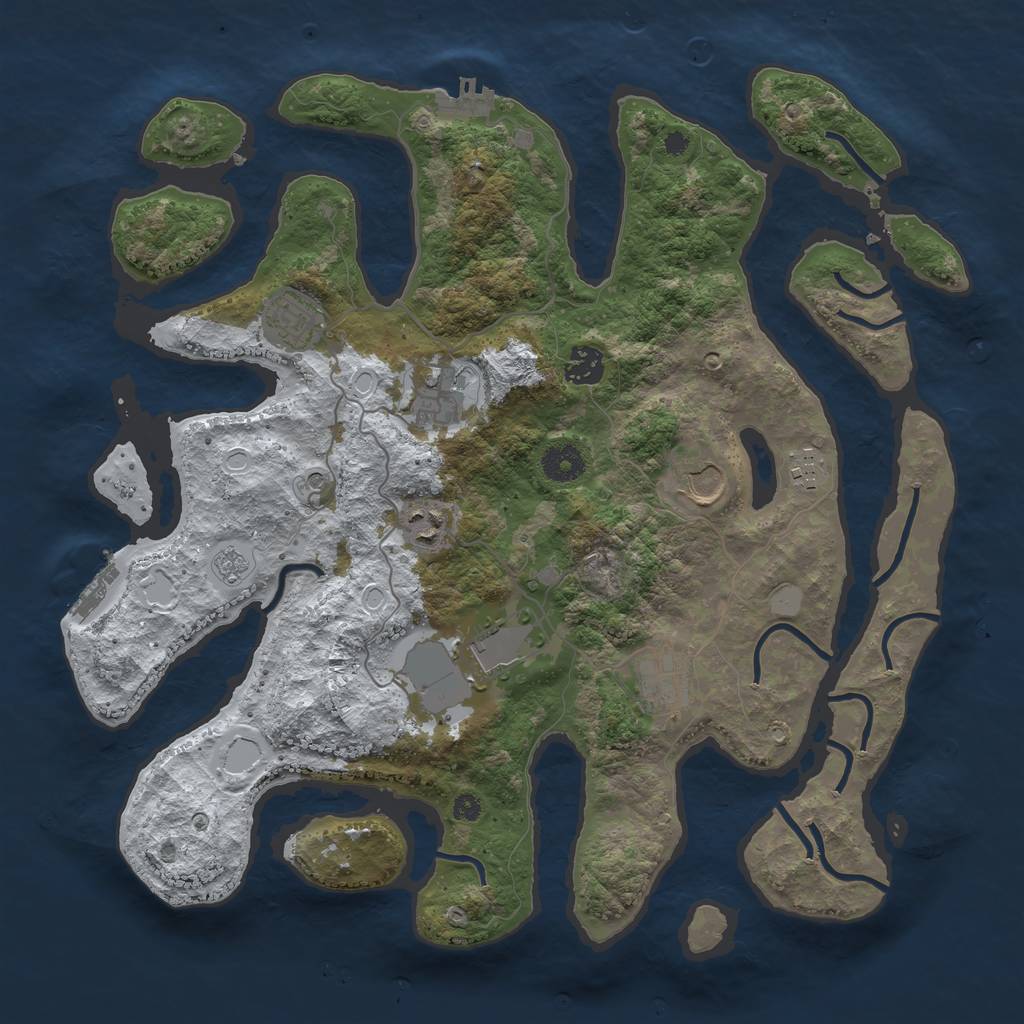 Rust Map: Procedural Map, Size: 3800, Seed: 1431509, 17 Monuments