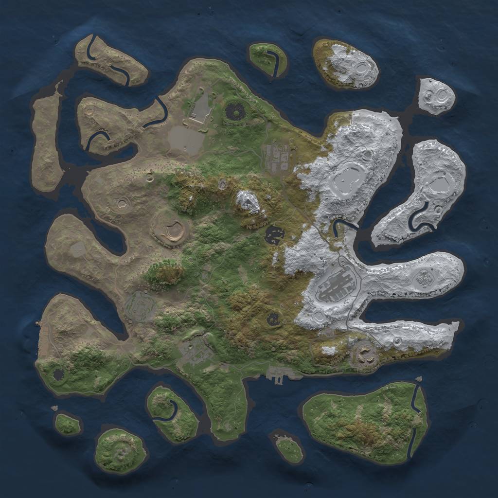 Rust Map: Procedural Map, Size: 3850, Seed: 99402655, 17 Monuments