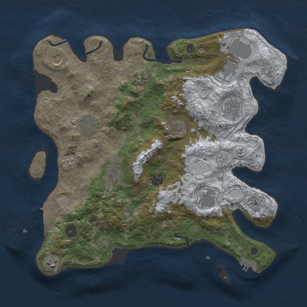 Rust Map: Procedural Map, Size: 3800, Seed: 3240934, 20 Monuments