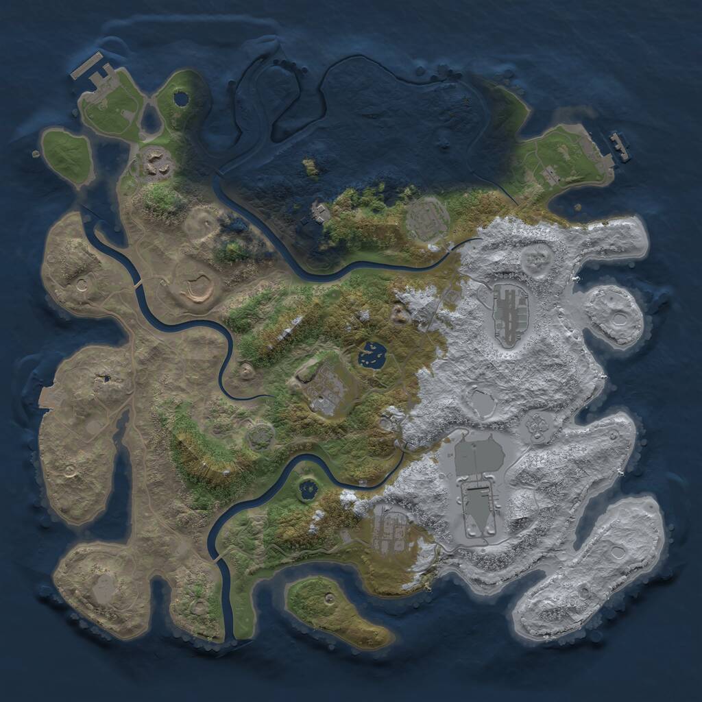 Rust Map: Procedural Map, Size: 3800, Seed: 3249030, 15 Monuments