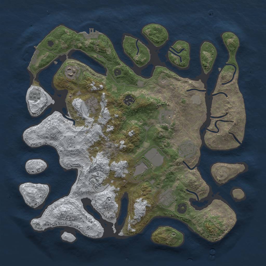 Rust Map: Procedural Map, Size: 3800, Seed: 4173332, 18 Monuments