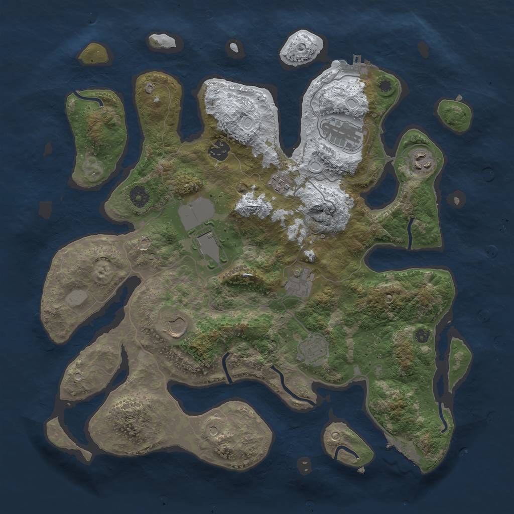 Rust Map: Procedural Map, Size: 3800, Seed: 2957204, 16 Monuments