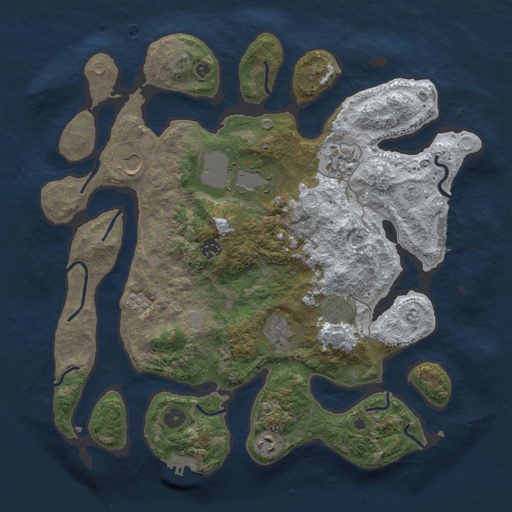 Rust Map: Procedural Map, Size: 3800, Seed: 67665, 17 Monuments