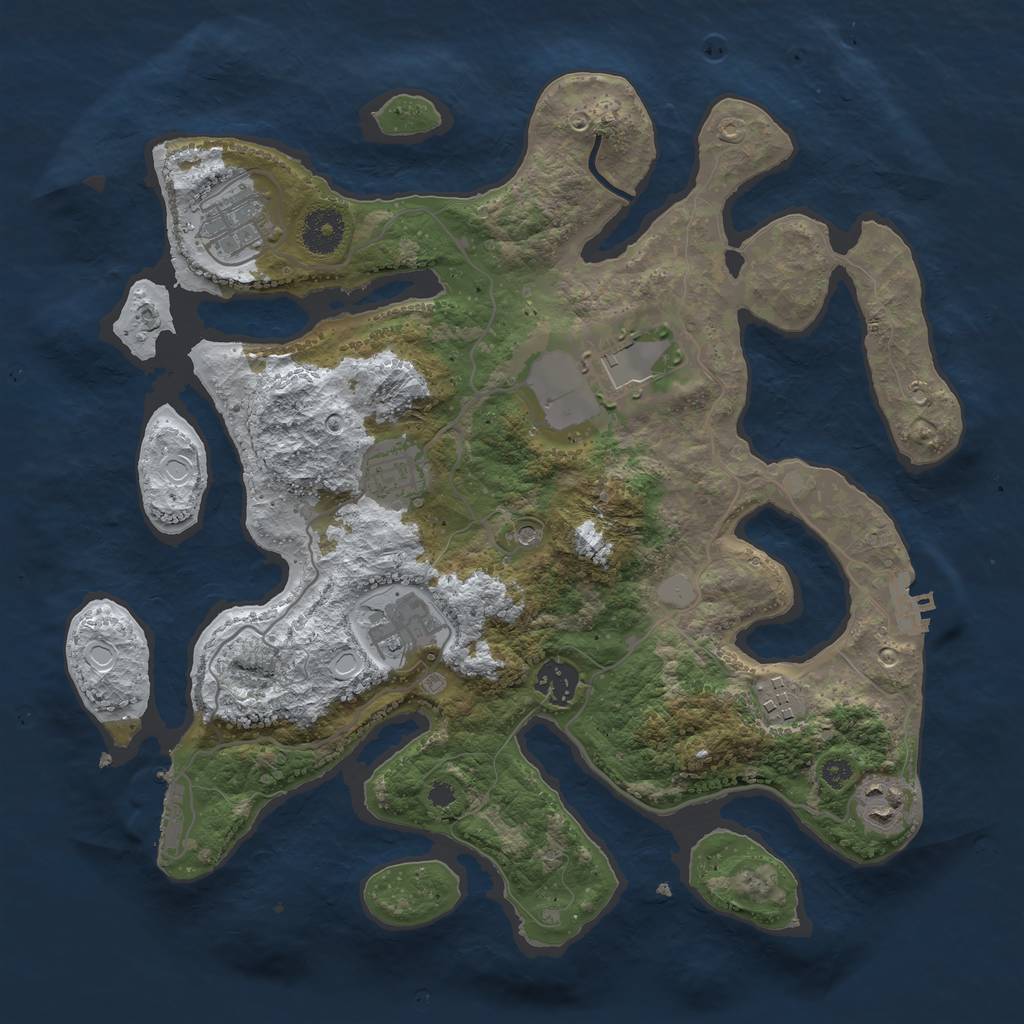 Rust Map: Procedural Map, Size: 3500, Seed: 2594706, 15 Monuments