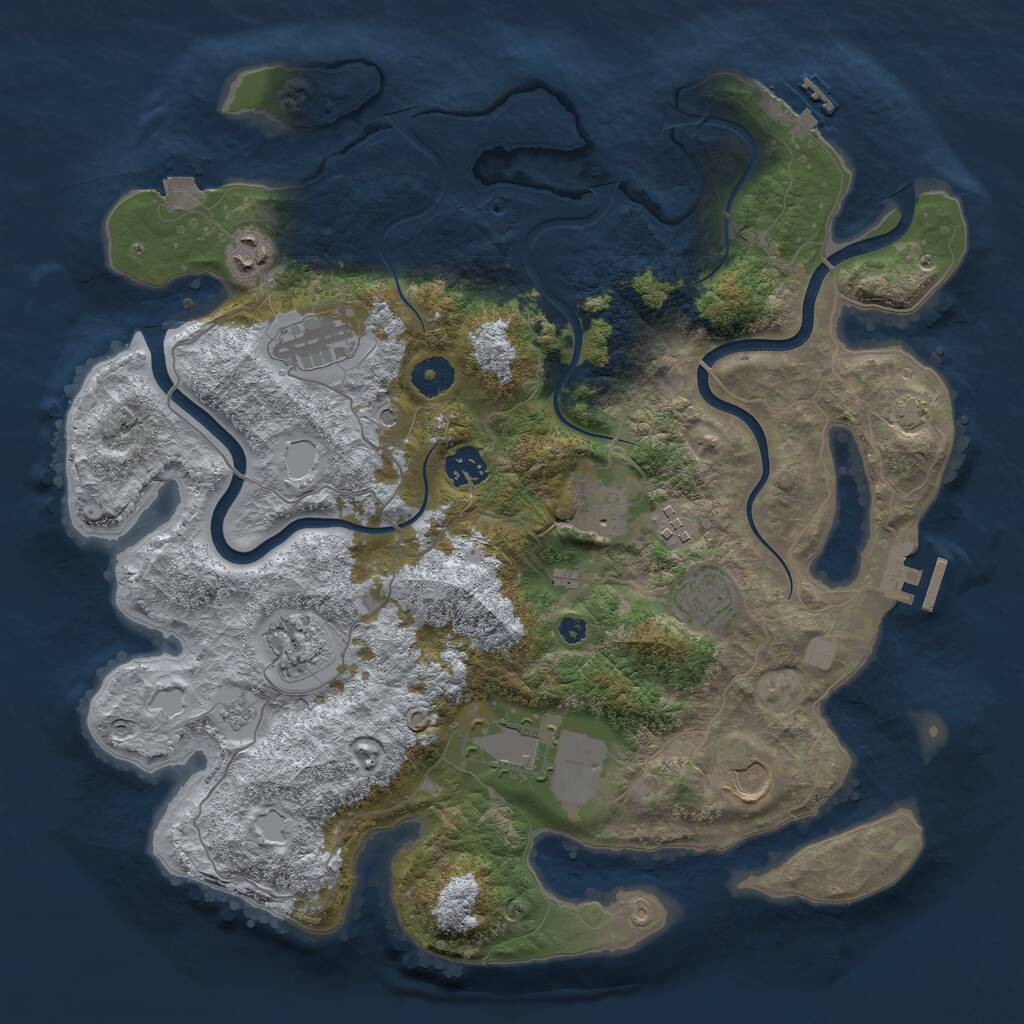 Rust Map: Procedural Map, Size: 3800, Seed: 606368, 15 Monuments