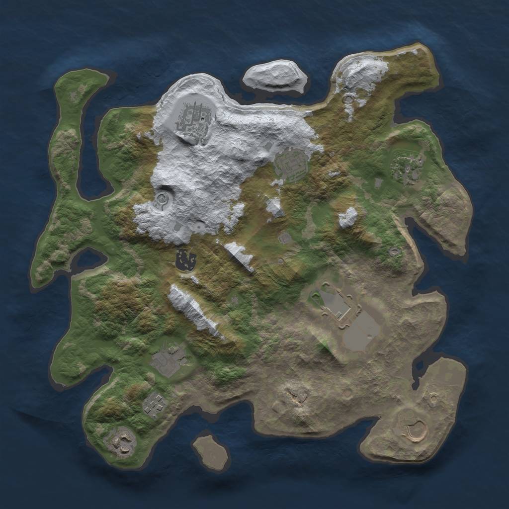 Rust Map: Barren, Size: 3500, Seed: 2493169, 12 Monuments
