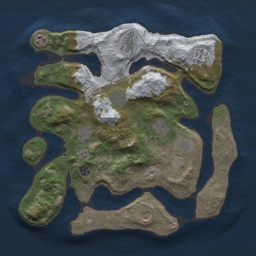 Rust Map: Barren, Size: 3500, Seed: 311951, 13 Monuments