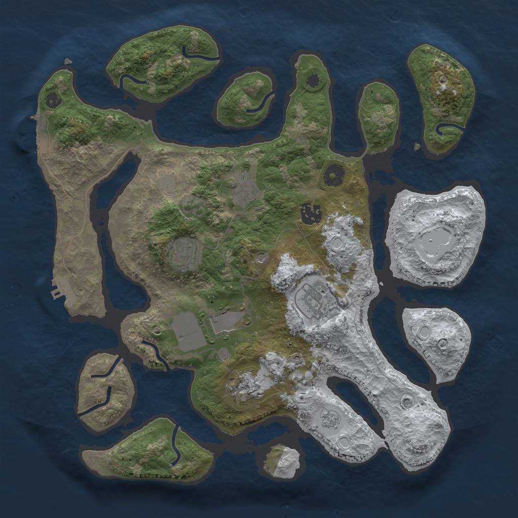 Rust Map: Procedural Map, Size: 3500, Seed: 742580, 15 Monuments