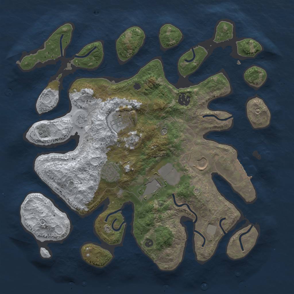 Rust Map: Procedural Map, Size: 3500, Seed: 1318988, 14 Monuments