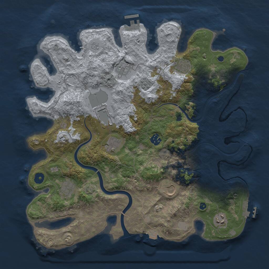 Rust Map: Procedural Map, Size: 3800, Seed: 1701387, 15 Monuments