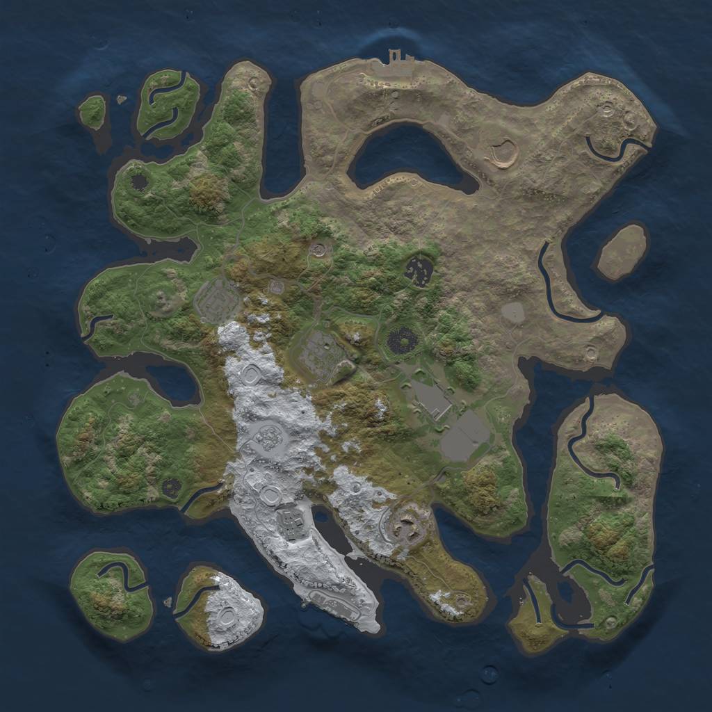 Rust Map: Procedural Map, Size: 3700, Seed: 3378726, 16 Monuments
