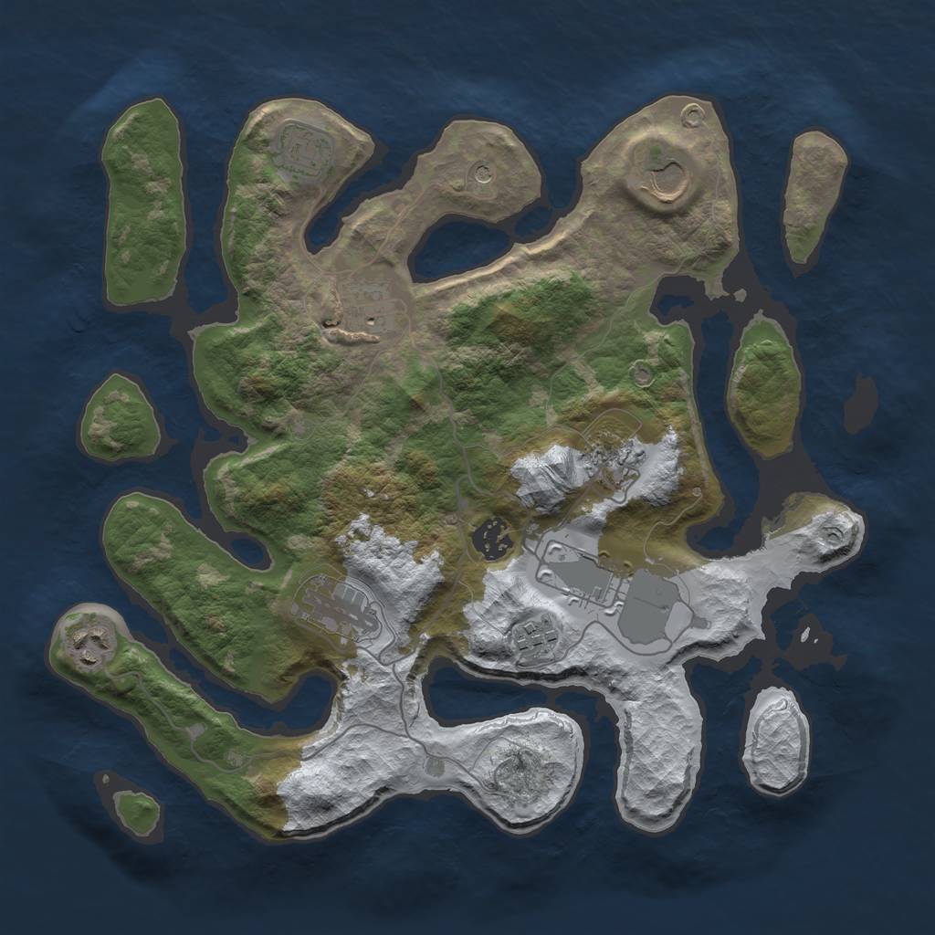 Rust Map: Barren, Size: 3500, Seed: 5775730, 12 Monuments