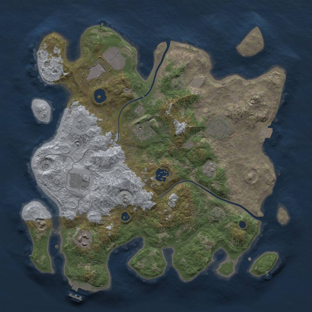 Rust Map: Procedural Map, Size: 3550, Seed: 259205, 12 Monuments