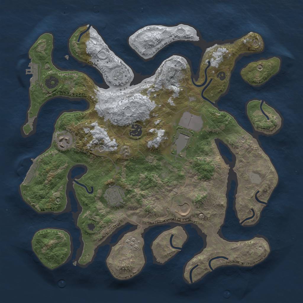 Rust Map: Procedural Map, Size: 3500, Seed: 909462, 15 Monuments