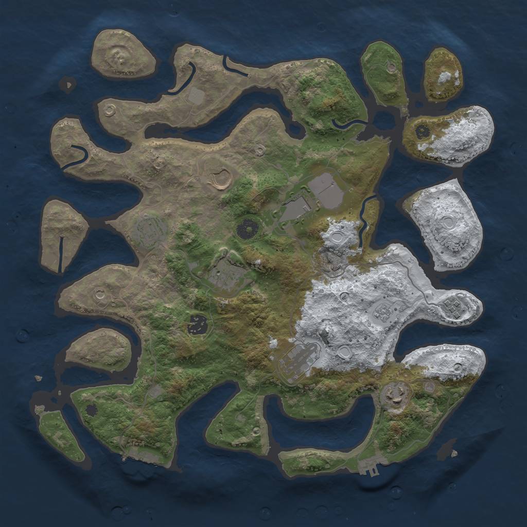 Rust Map: Procedural Map, Size: 3800, Seed: 4145743, 17 Monuments