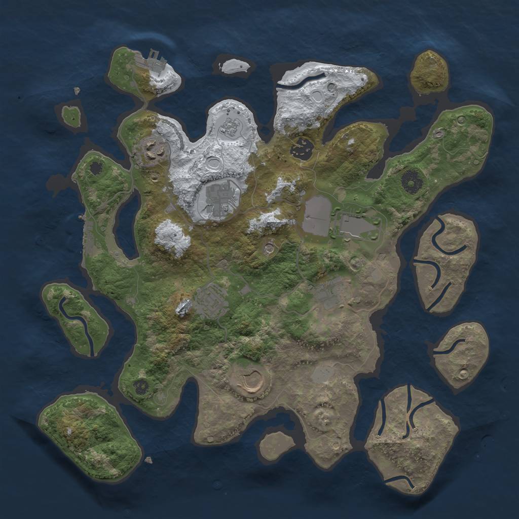 Rust Map: Procedural Map, Size: 3500, Seed: 3698761, 16 Monuments