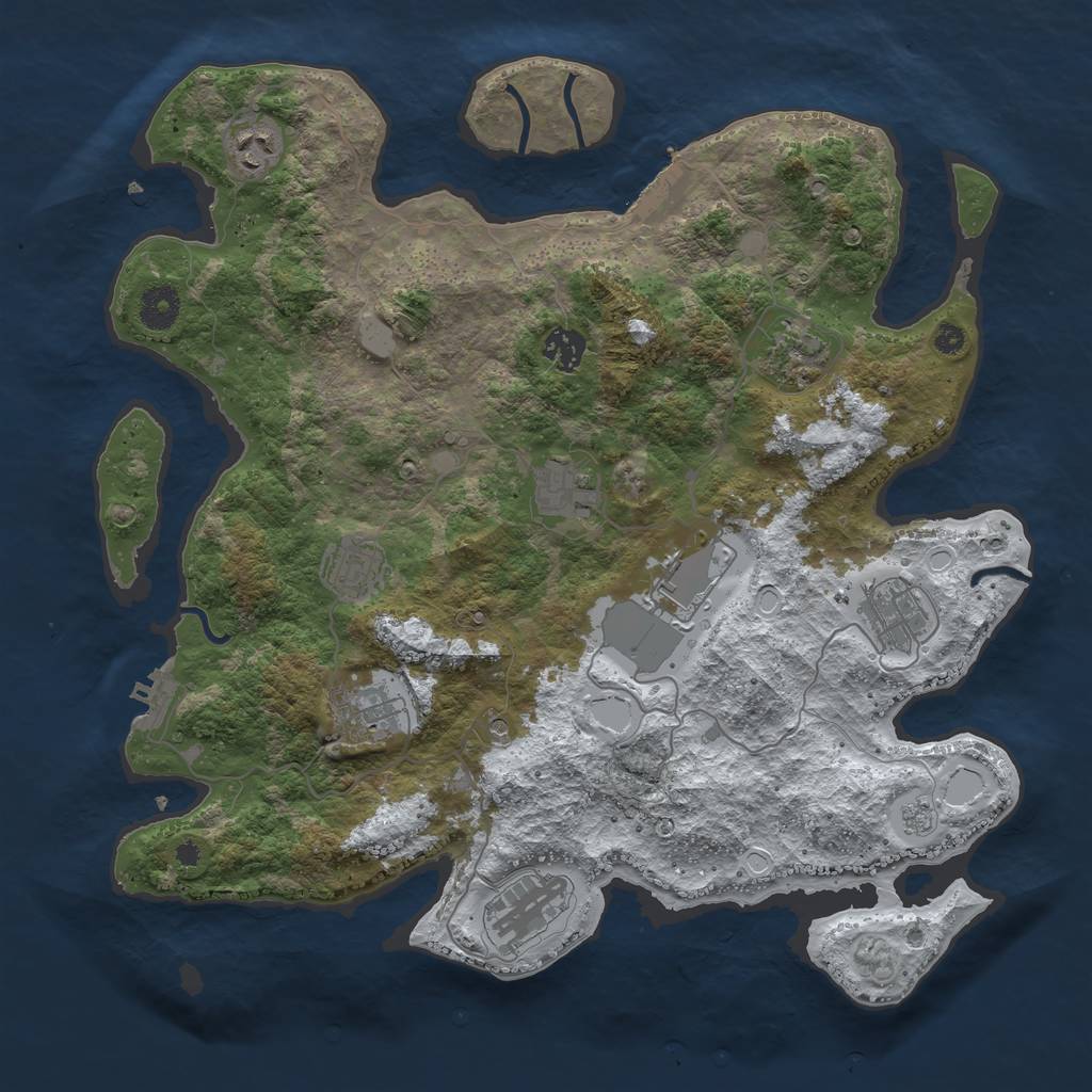 Rust Map: Procedural Map, Size: 3800, Seed: 3394504, 18 Monuments