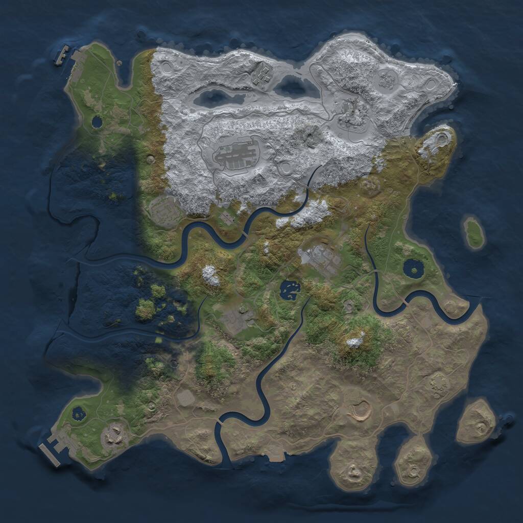 Rust Map: Procedural Map, Size: 3800, Seed: 2693355, 15 Monuments