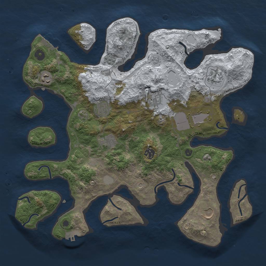 Rust Map: Procedural Map, Size: 3800, Seed: 576231, 18 Monuments