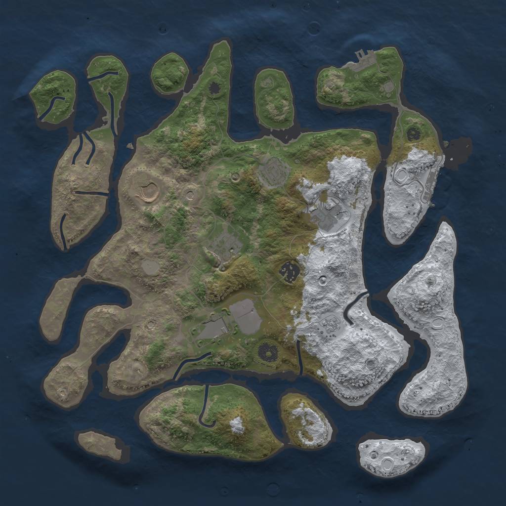Rust Map: Procedural Map, Size: 3800, Seed: 2985553, 15 Monuments