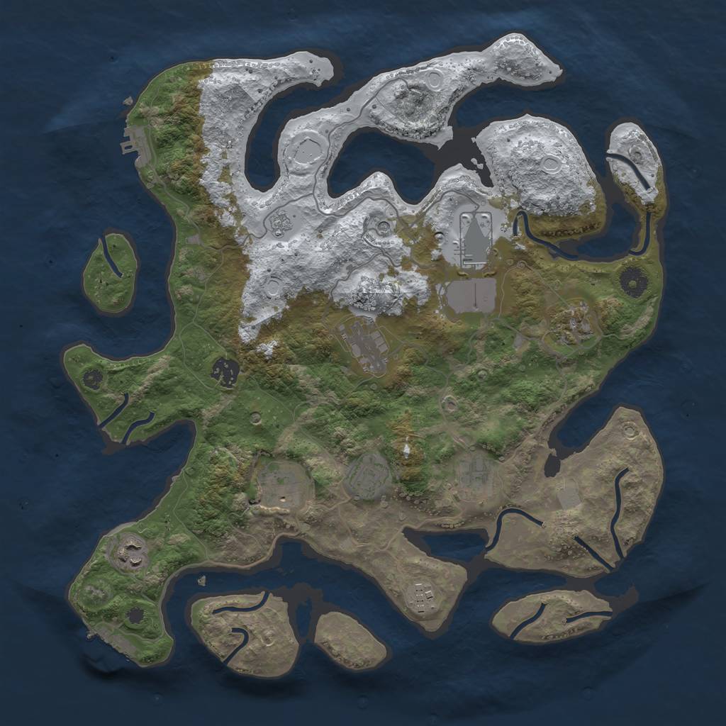 Rust Map: Procedural Map, Size: 3800, Seed: 6917, 18 Monuments