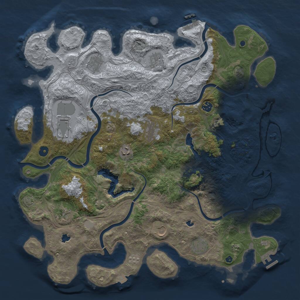 Rust Map: Procedural Map, Size: 4500, Seed: 2773787, 16 Monuments