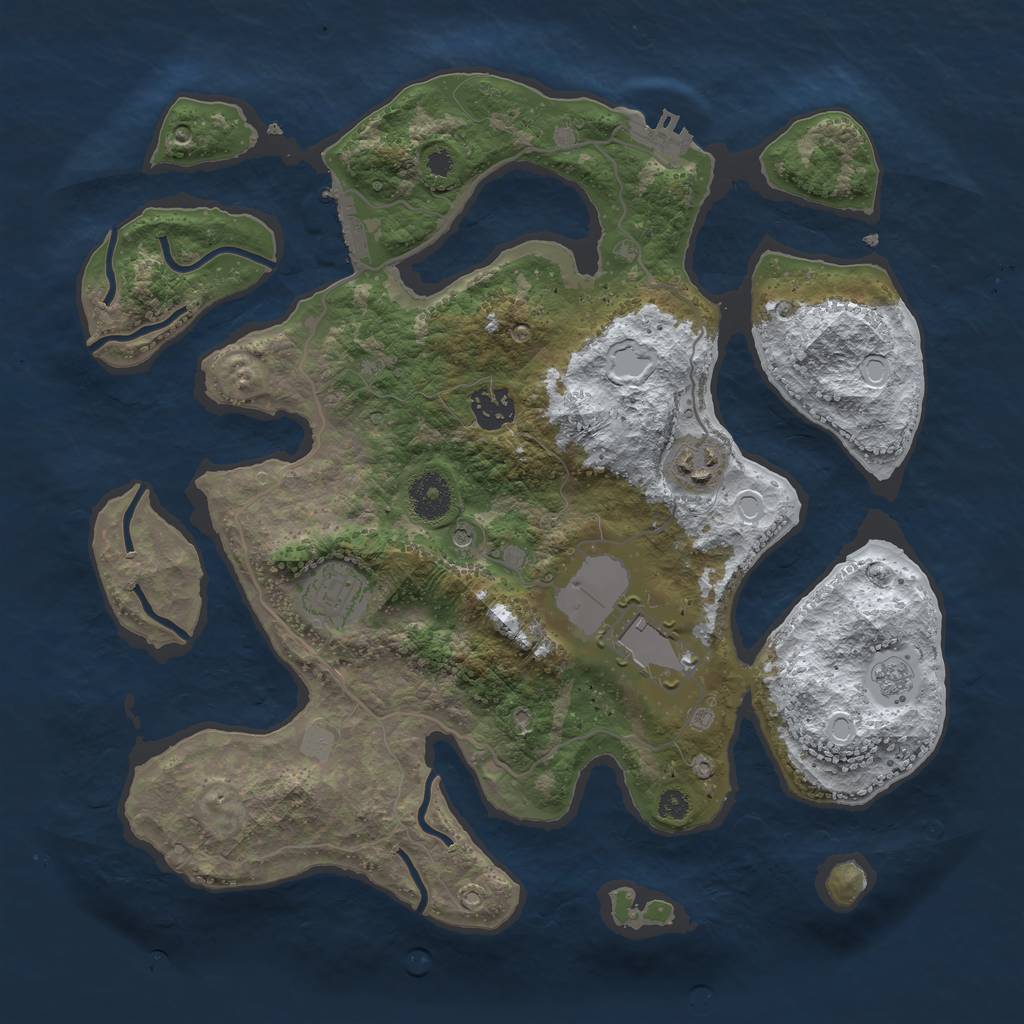 Rust Map: Procedural Map, Size: 3500, Seed: 1718964, 13 Monuments
