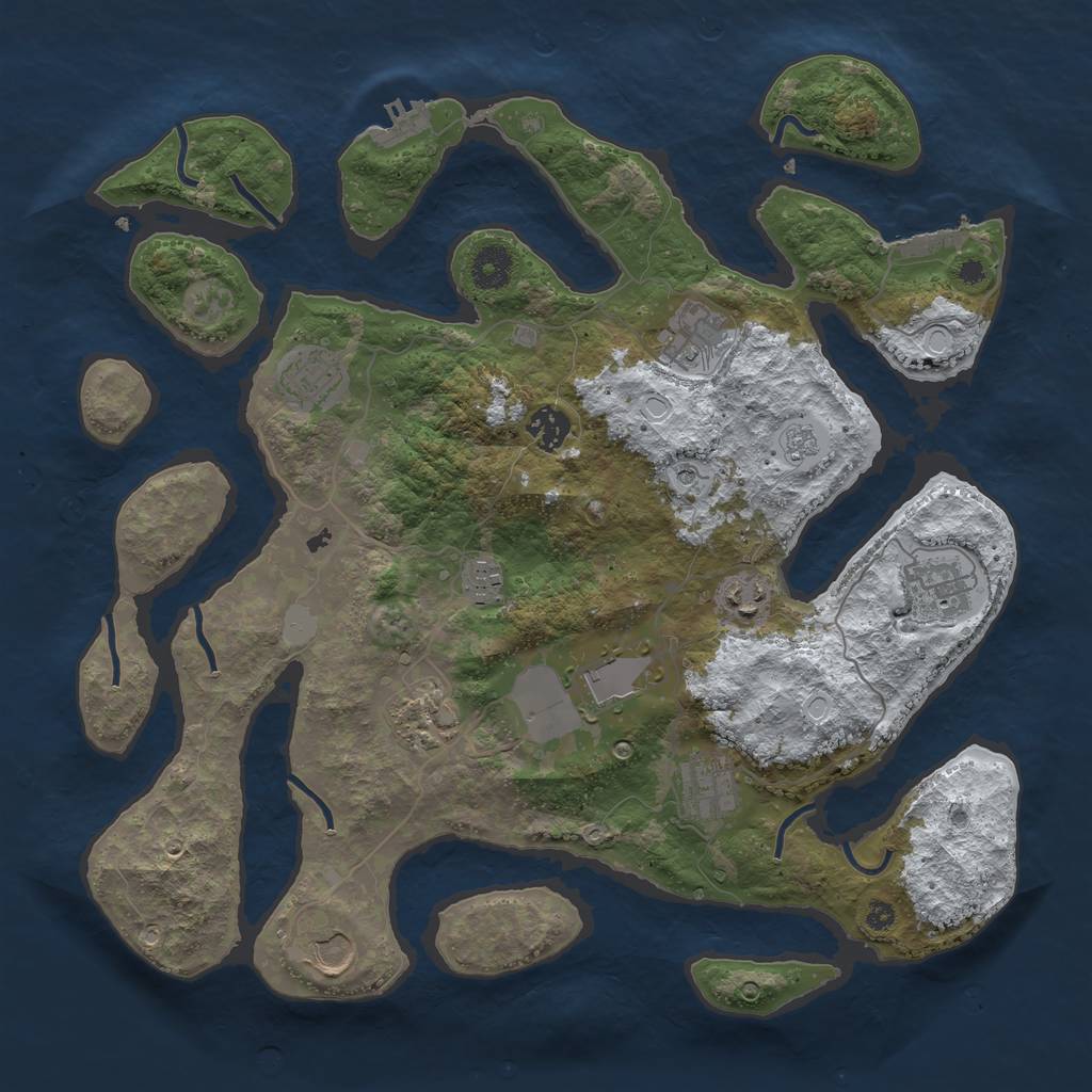 Rust Map: Procedural Map, Size: 3800, Seed: 9696, 19 Monuments