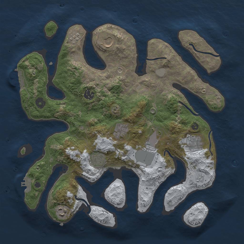 Rust Map: Procedural Map, Size: 3500, Seed: 815259040, 17 Monuments