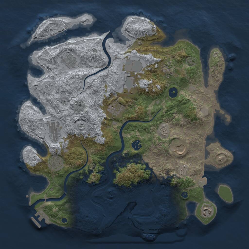 Rust Map: Procedural Map, Size: 3800, Seed: 886666, 16 Monuments