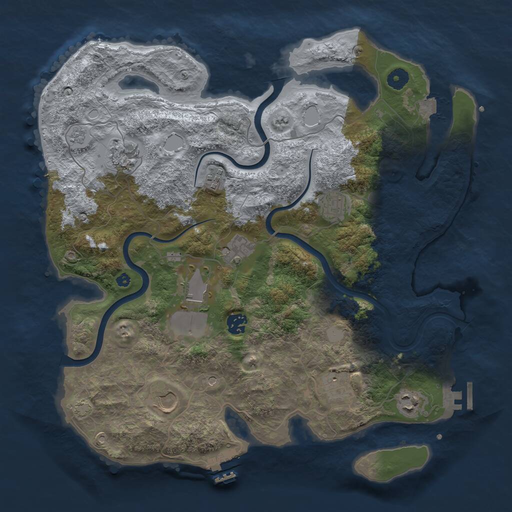 Rust Map: Procedural Map, Size: 3700, Seed: 5830535, 15 Monuments