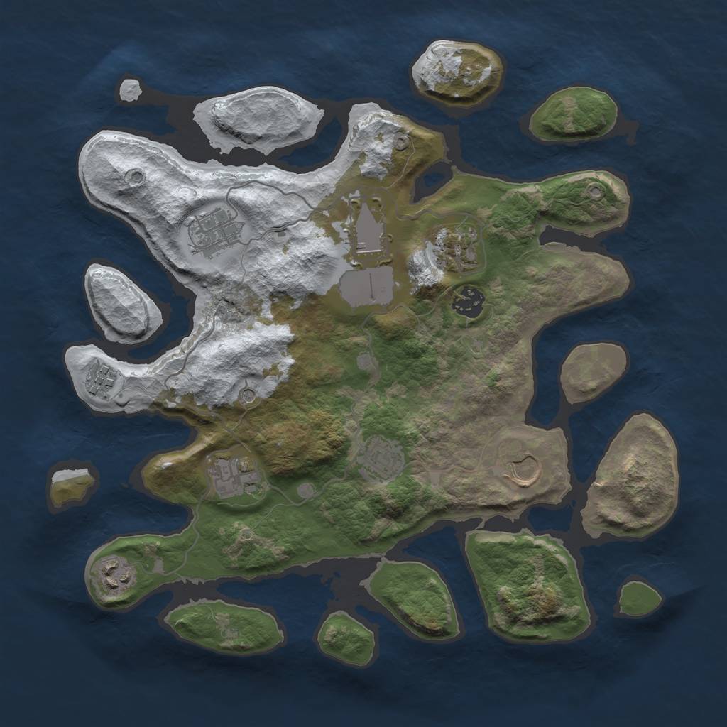 Rust Map: Barren, Size: 3500, Seed: 2510076, 12 Monuments