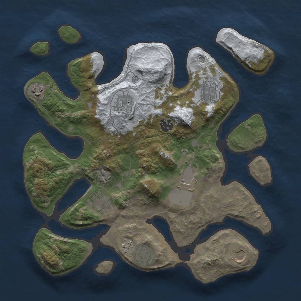Rust Map: Barren, Size: 3500, Seed: 1183795, 12 Monuments