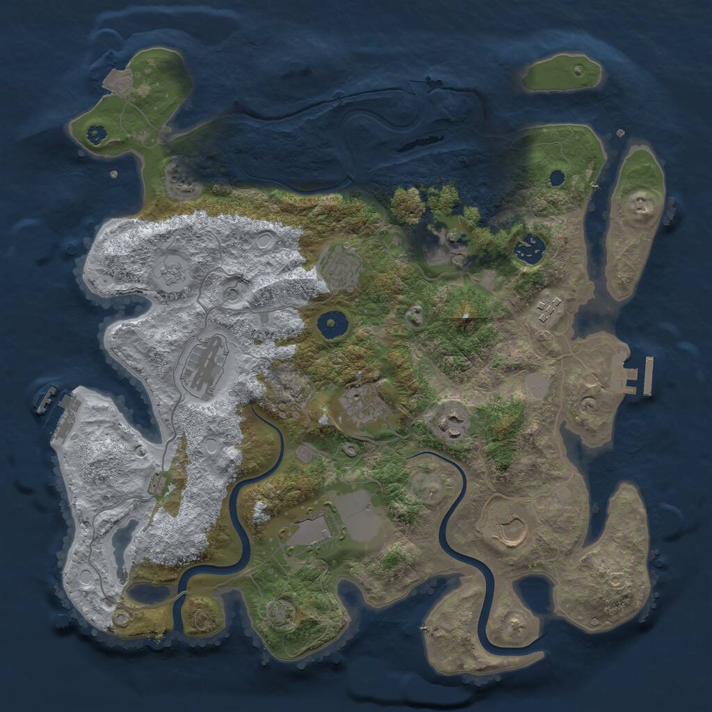 Rust Map: Procedural Map, Size: 3700, Seed: 1026181, 15 Monuments
