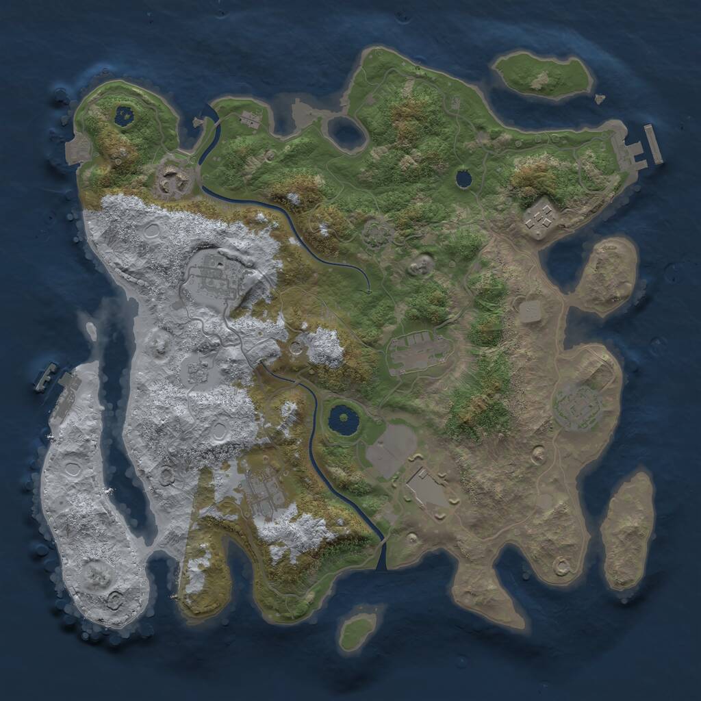 Rust Map: Procedural Map, Size: 3500, Seed: 6271644, 13 Monuments