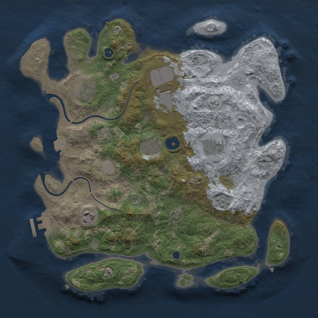 Rust Map: Procedural Map, Size: 3500, Seed: 4344611, 11 Monuments