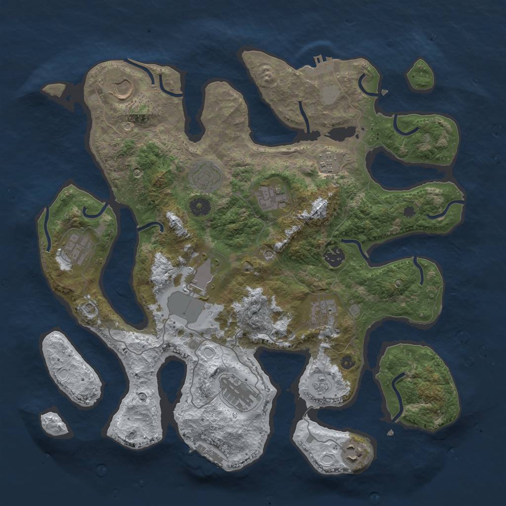 Rust Map: Procedural Map, Size: 3800, Seed: 4979871, 19 Monuments