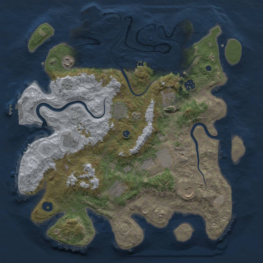Rust Map: Procedural Map, Size: 3800, Seed: 6156441, 15 Monuments