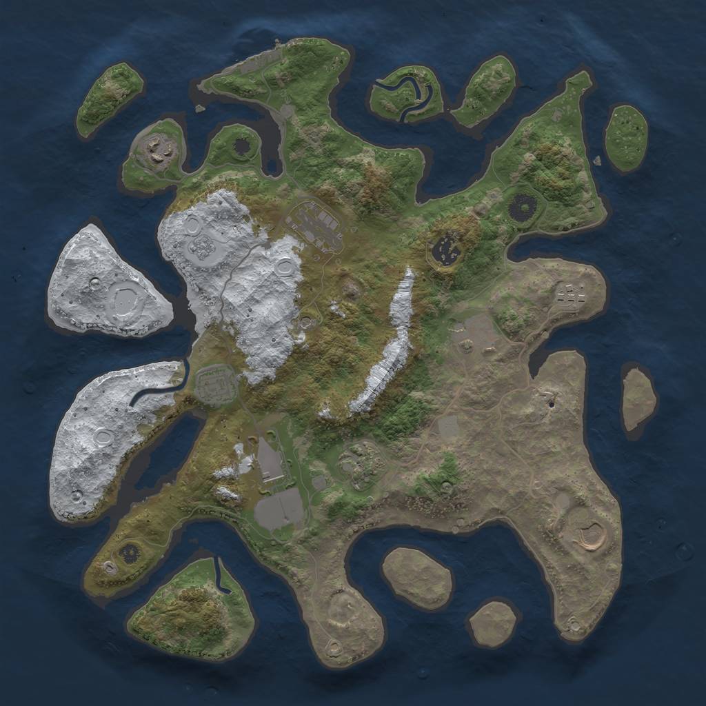 Rust Map: Procedural Map, Size: 3800, Seed: 6156441, 17 Monuments