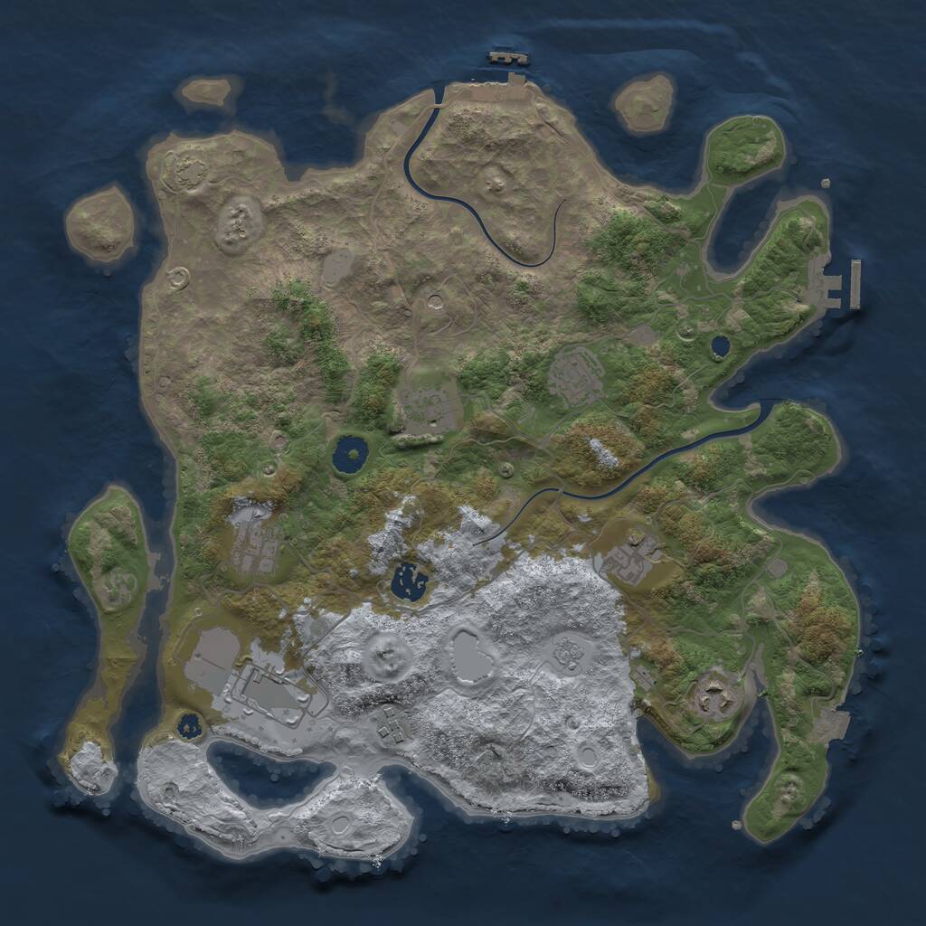 Rust Map: Procedural Map, Size: 3800, Seed: 4626948, 14 Monuments