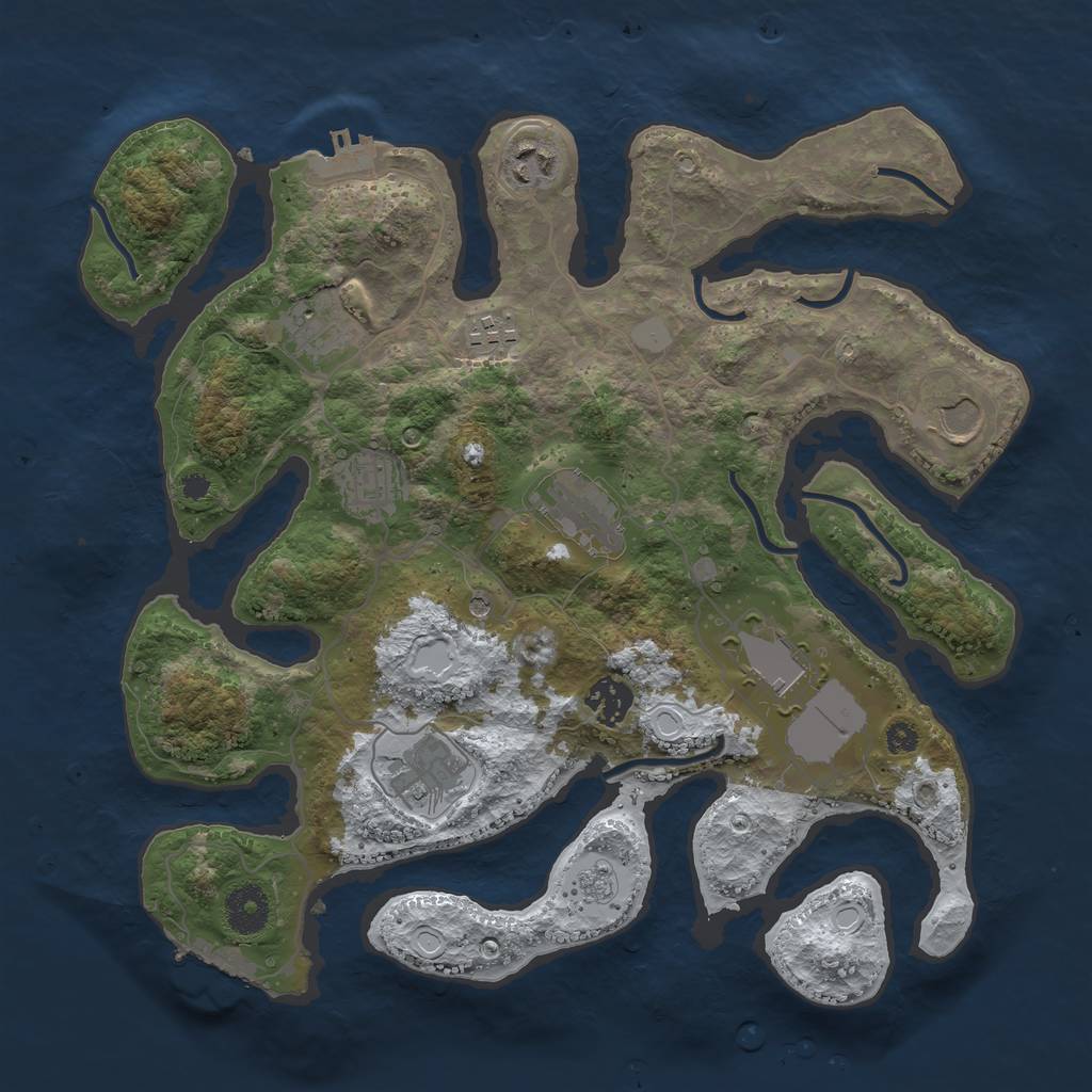 Rust Map: Procedural Map, Size: 3500, Seed: 2616949, 18 Monuments