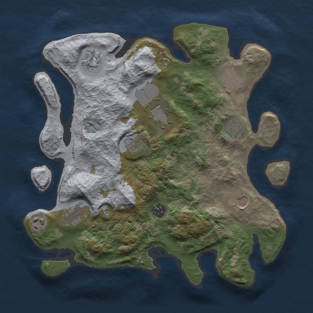 Rust Map: Barren, Size: 3500, Seed: 5928212, 13 Monuments