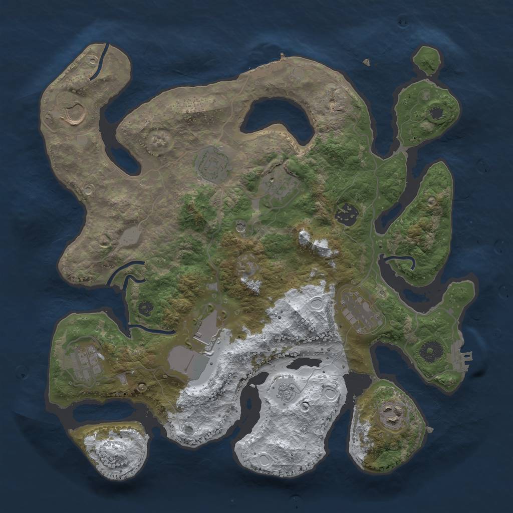 Rust Map: Procedural Map, Size: 3500, Seed: 1617219, 17 Monuments