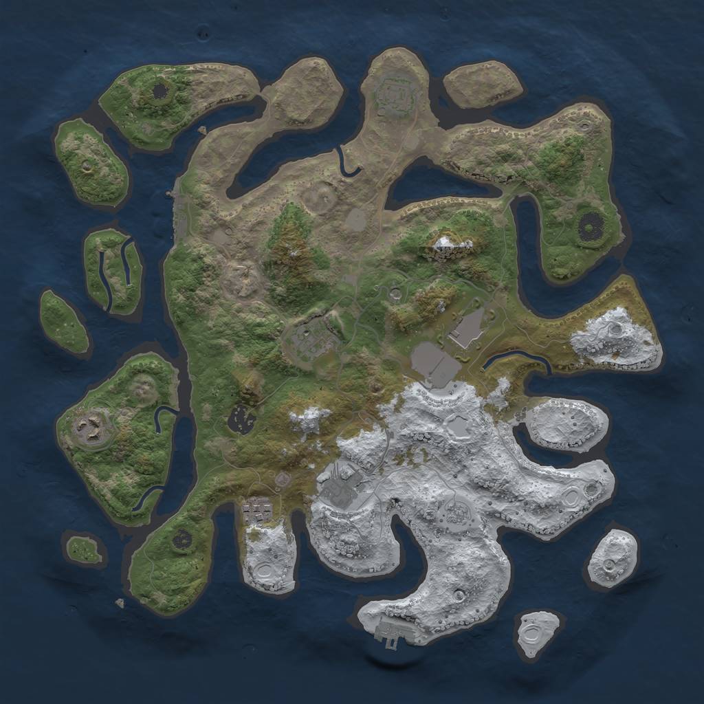 Rust Map: Procedural Map, Size: 3800, Seed: 567158, 16 Monuments