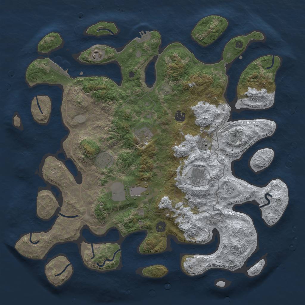 Rust Map: Procedural Map, Size: 4250, Seed: 463617, 16 Monuments